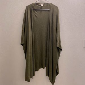 H&M oversized,  lightweight sweater cardigan in olive green